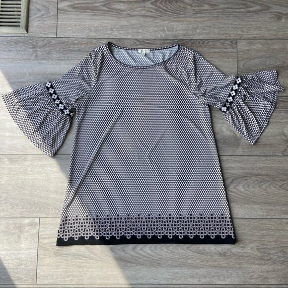 Max Studio Flared Sleeve Stretchy Crepe Tunic Blouse  Mini Dress - Picture 4 of 12